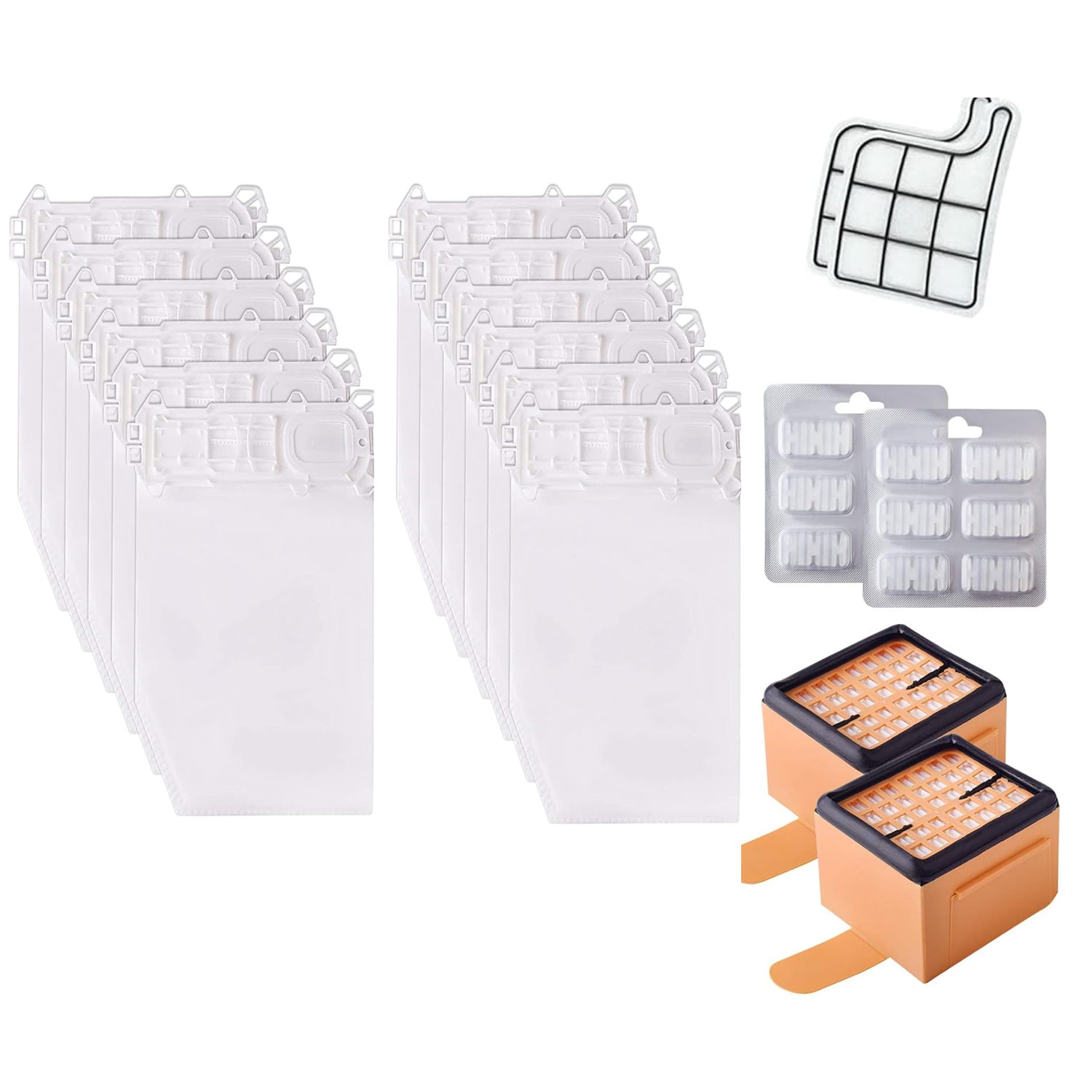 FOLLETTO ASPIRAPOLVERE vk135-136 12 SACCHETTI+12 PROFUMI+2 HEPA+2 GRIGLIE MOTORE