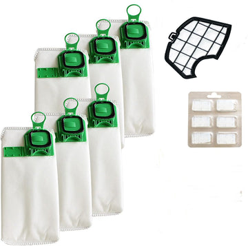 kit 6 sacchetti per folletto vk 140-150 + 6 profumi + 1 griglia motore